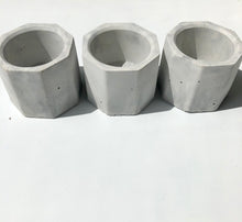 Load image into Gallery viewer, Trio de pot jade en béton couleur grise sur fond blanc.
